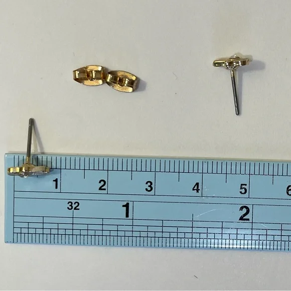 Hamsa Hand‎ Gold Rhinestone Stud Earrings Dainty Timeless Quiet Luxury Mystical - Picture 6 of 9